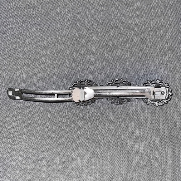 Triple Faux Turquoise Oval Large Spring Barrette - Picture 4 of 4